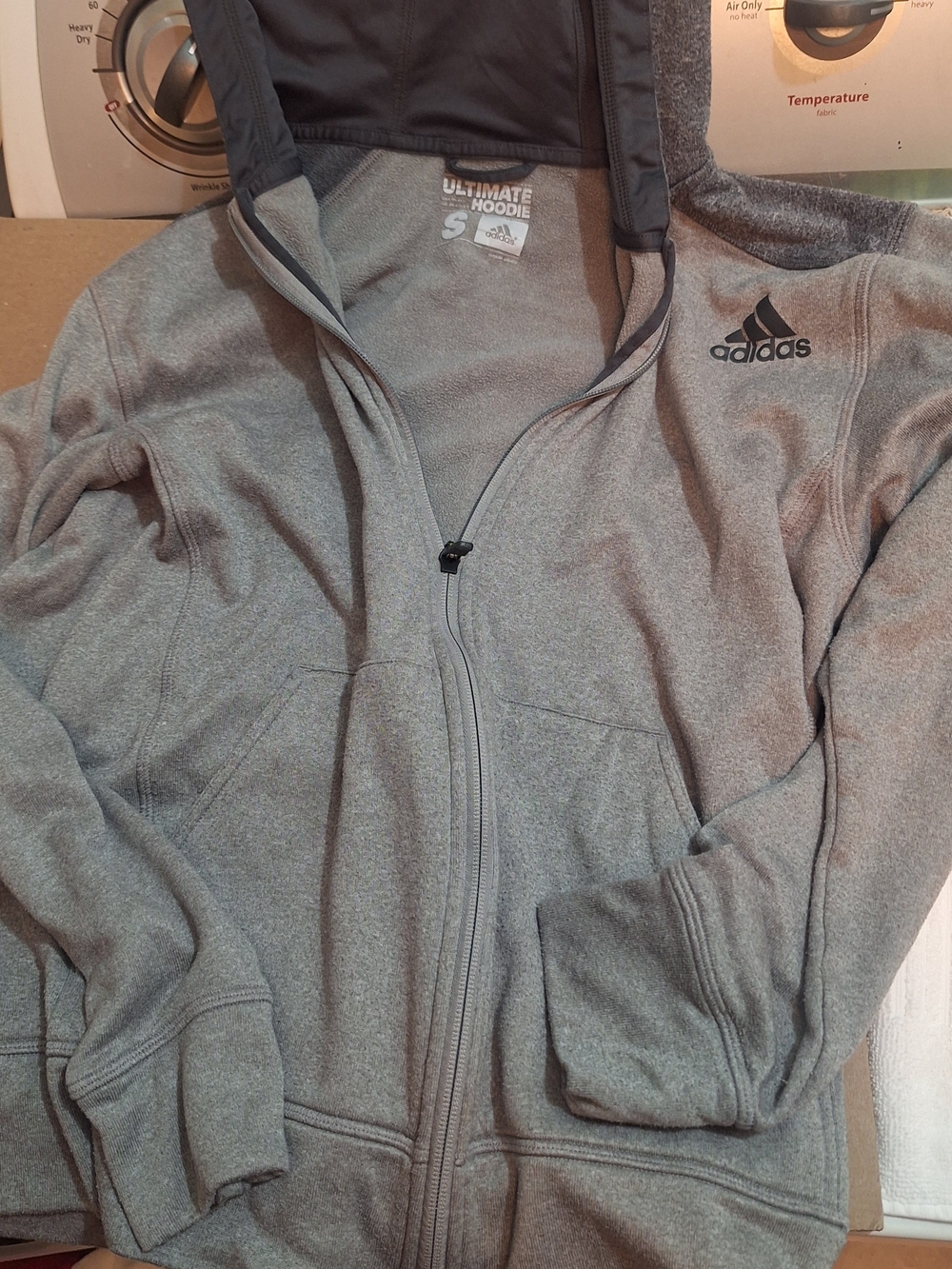 adidas Gray Full-Zip Fleece Hoodie for Kids